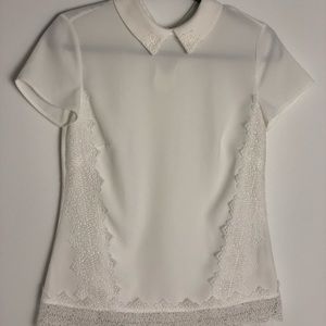 Ted baker- white collar top with lace details